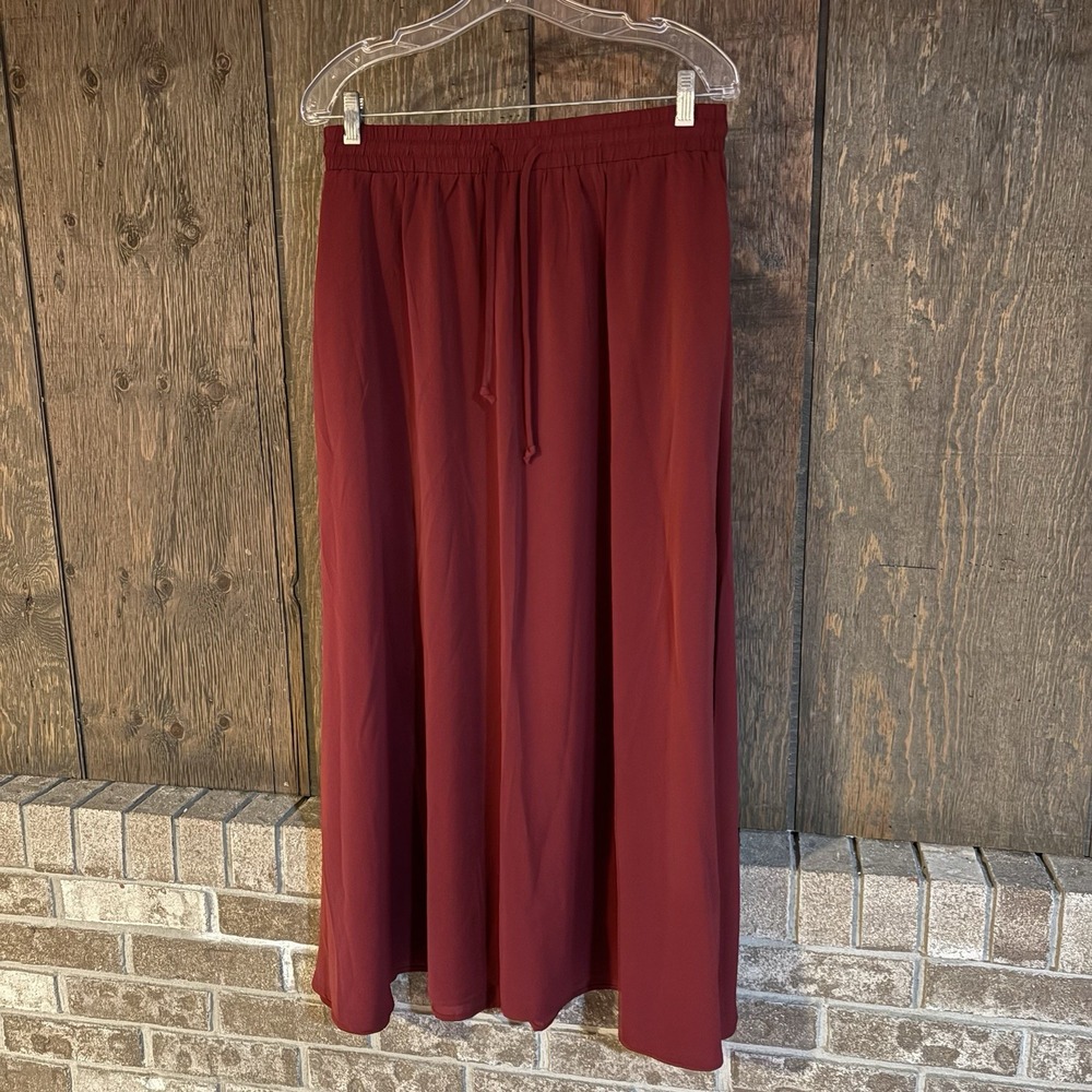 Yincro Red Midi/maxi Skirt Modest Elastic Waist Comfy Cute New Sz L New A1261
